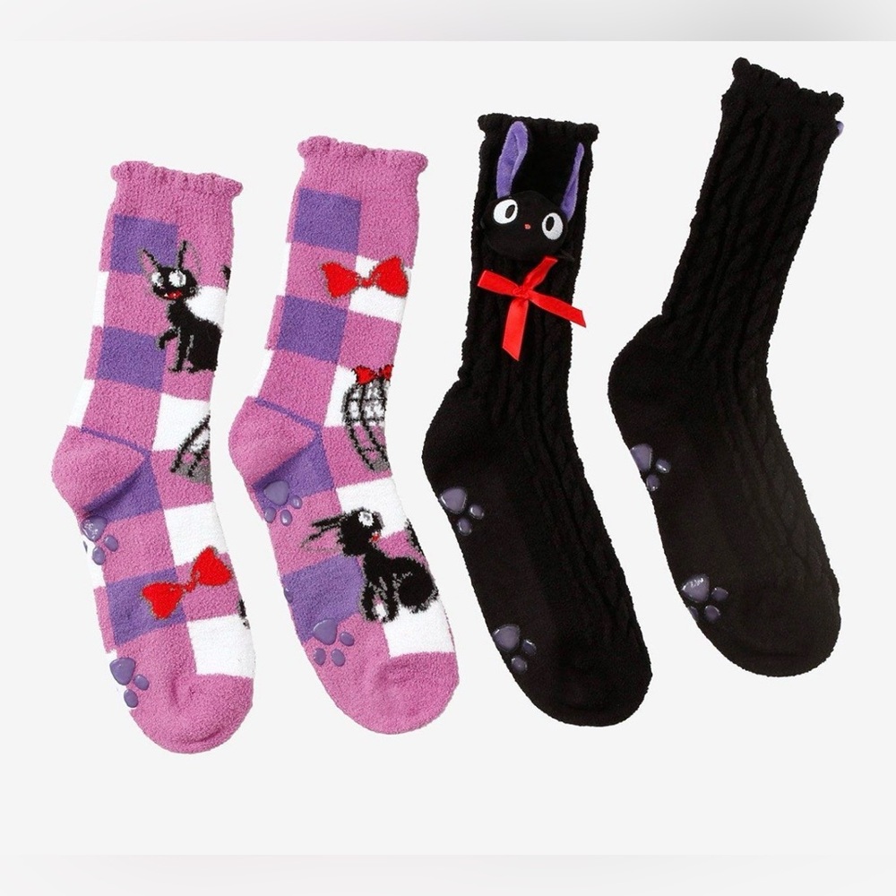 NWT Hot Topic Studio Ghibli JIJI Plush cozy socks 2 pair fits size 5-10 women’s